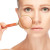 concept skincare. Skin of woman with magnifier before and after the procedure
